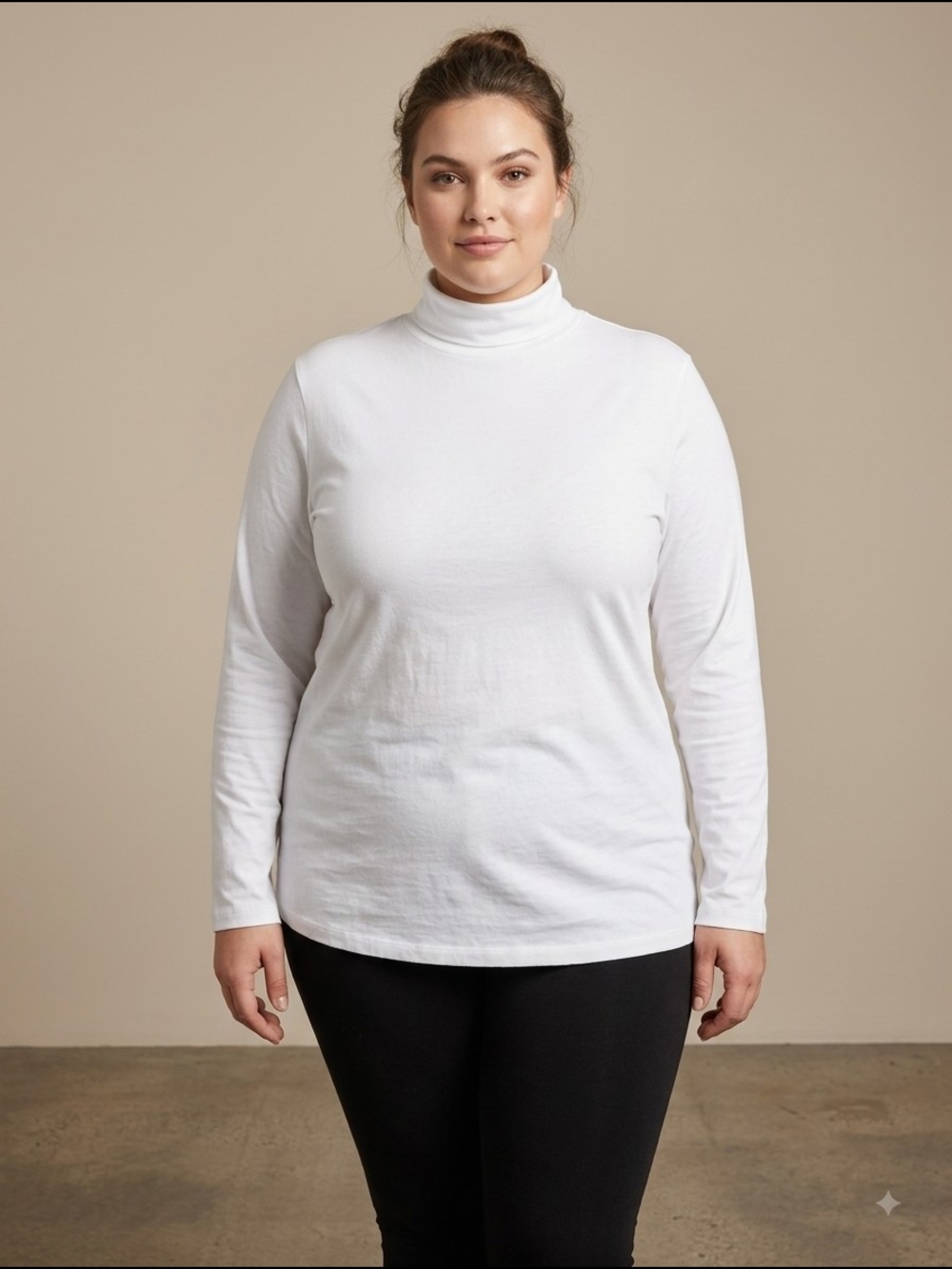 Denver Hayes White Turtleneck Long-Sleeve Top
